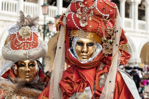 VENICE, ITALY - Febrary 5 2018: The masks of the Venice carnival 2018