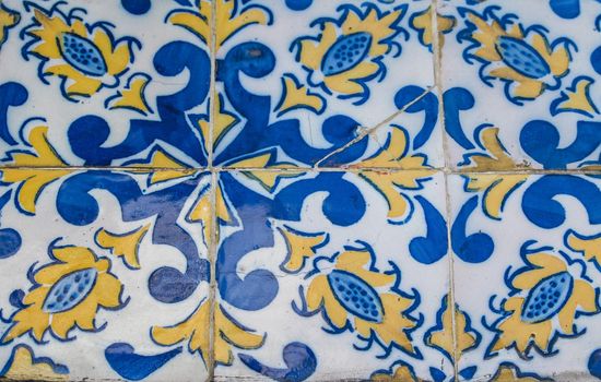 Portuguese azulejo tiles. Color pattern. Watercolor seamless pattern