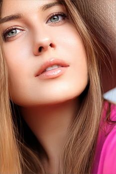 Fashion, travel and beauty face portrait of young woman, beautiful model wearing beach sun hat in summer, head accessory and style concept