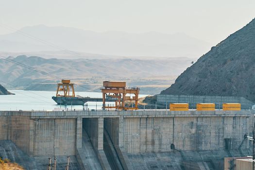 Dam in the mountains. A way to generate electricity without polluting the environment.