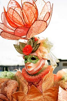 VENICE, ITALY - Febrary 5 2018: The masks of the Venice carnival 2018