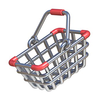Metal shopping basket 3D rendering illustration isolated on white background