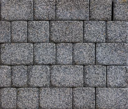flat texture and full-frame background of gray cuboid brick pavement.