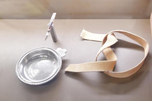 Set for bloodletting in a french medieval hospice museum