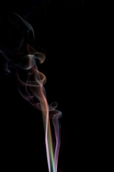 a plume of colorful swirling smoke trails