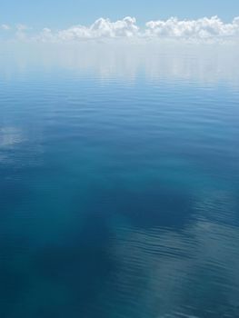 a calm soothing ocean scene, reflecton of the sky