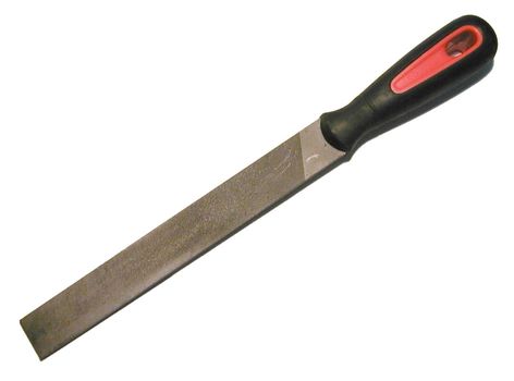 Square metal file or rasp lying diagonally on white with copyspace in a DIY and construction concept
