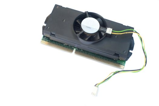 Slot 1 interface CPU with cooling system isolated on white background