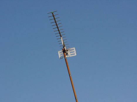 Low angle view of a root top Yagi high gain TV antenna