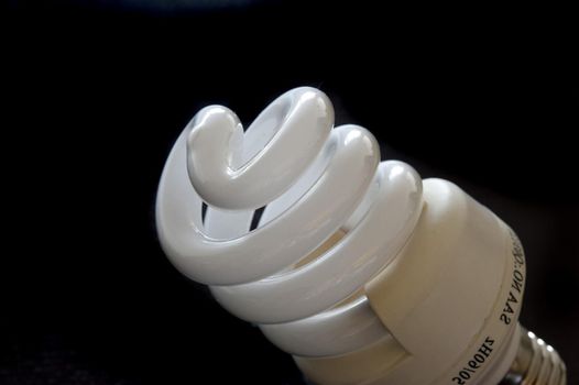 a low energy spiral or pigtail light bulb