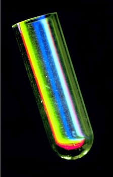 Polorised photo of a glass ignition tube with stress lines