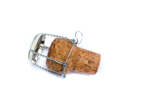 cork from a bottle of champagne sparkling wine and wire muslet or cage