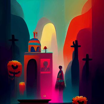 beautiful illustration of the Day of the Dead, Mexican tradition. colorful wallpaper of the day of the dead. catrin catrina.