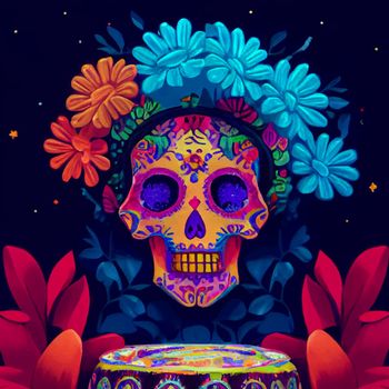 beautiful illustration of the Day of the Dead, Mexican tradition. colorful wallpaper of the day of the dead. catrin catrina.