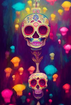 beautiful illustration of the Day of the Dead, Mexican tradition. colorful wallpaper of the day of the dead. catrin catrina.