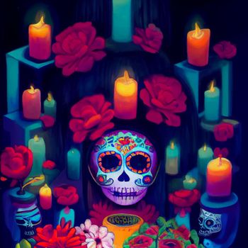 beautiful illustration of the Day of the Dead, Mexican tradition. colorful wallpaper of the day of the dead. catrin catrina.