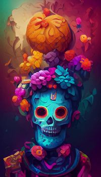 beautiful illustration of the Day of the Dead, Mexican tradition. colorful wallpaper of the day of the dead. catrin catrina.