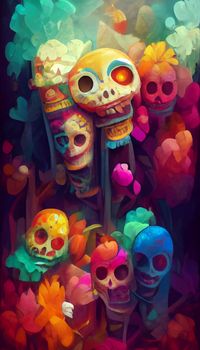 beautiful illustration of the Day of the Dead, Mexican tradition. colorful wallpaper of the day of the dead. catrin catrina.