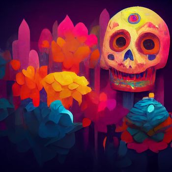 beautiful illustration of the Day of the Dead, Mexican tradition. colorful wallpaper of the day of the dead. catrin catrina.