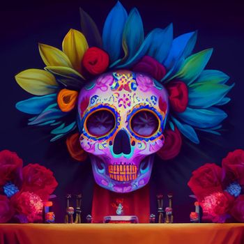 beautiful illustration of the Day of the Dead, Mexican tradition. colorful wallpaper of the day of the dead. catrin catrina.