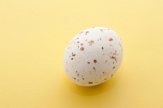 Single Speckled Mini Easter Egg on a yellow background