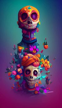 beautiful illustration of the Day of the Dead, Mexican tradition. colorful wallpaper of the day of the dead. catrin catrina.