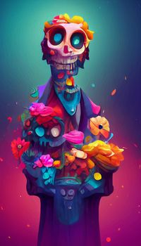 beautiful illustration of the Day of the Dead, Mexican tradition. colorful wallpaper of the day of the dead. catrin catrina.