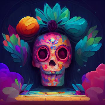 beautiful illustration of the Day of the Dead, Mexican tradition. colorful wallpaper of the day of the dead. catrin catrina.