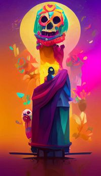 beautiful illustration of the Day of the Dead, Mexican tradition. colorful wallpaper of the day of the dead. catrin catrina.