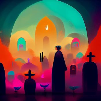 beautiful illustration of the Day of the Dead, Mexican tradition. colorful wallpaper of the day of the dead. catrin catrina.