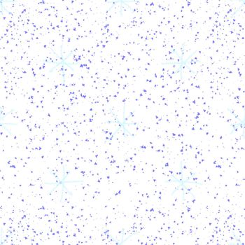 Hand Drawn Snowflakes Christmas Seamless Pattern. Subtle Flying Snow Flakes on chalk snowflakes Background. Alive chalk handdrawn snow overlay. Surprising holiday season decoration.