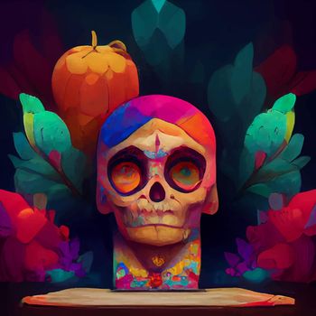 beautiful illustration of the Day of the Dead, Mexican tradition. colorful wallpaper of the day of the dead. catrin catrina.