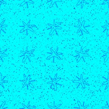 Hand Drawn Snowflakes Christmas Seamless Pattern. Subtle Flying Snow Flakes on chalk snowflakes Background. Adorable chalk handdrawn snow overlay. Posh holiday season decoration.