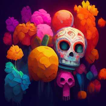 beautiful illustration of the Day of the Dead, Mexican tradition. colorful wallpaper of the day of the dead. catrin catrina.