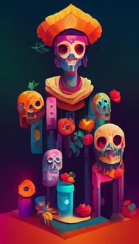 beautiful illustration of the Day of the Dead, Mexican tradition. colorful wallpaper of the day of the dead. catrin catrina.