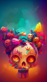 beautiful illustration of the Day of the Dead, Mexican tradition. colorful wallpaper of the day of the dead. catrin catrina.