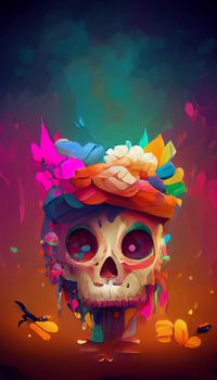 beautiful illustration of the Day of the Dead, Mexican tradition. colorful wallpaper of the day of the dead. catrin catrina.