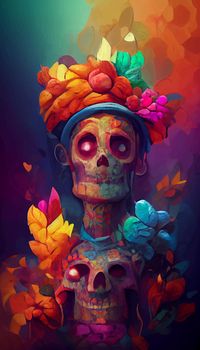 beautiful illustration of the Day of the Dead, Mexican tradition. colorful wallpaper of the day of the dead. catrin catrina.