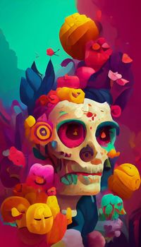 beautiful illustration of the Day of the Dead, Mexican tradition. colorful wallpaper of the day of the dead. catrin catrina.