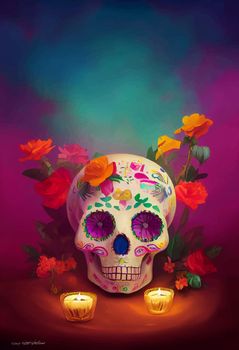 beautiful illustration of the Day of the Dead, Mexican tradition. colorful wallpaper of the day of the dead. catrin catrina.