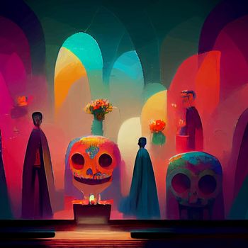 beautiful illustration of the Day of the Dead, Mexican tradition. colorful wallpaper of the day of the dead. catrin catrina.