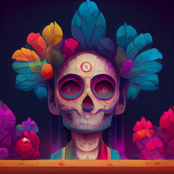 beautiful illustration of the Day of the Dead, Mexican tradition. colorful wallpaper of the day of the dead. catrin catrina.