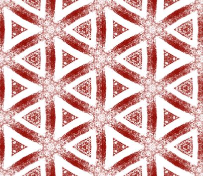 Ethnic hand painted pattern. Wine red symmetrical kaleidoscope background. Textile ready tempting print, swimwear fabric, wallpaper, wrapping. Summer dress ethnic hand painted tile.