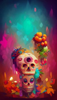 beautiful illustration of the Day of the Dead, Mexican tradition. colorful wallpaper of the day of the dead. catrin catrina.