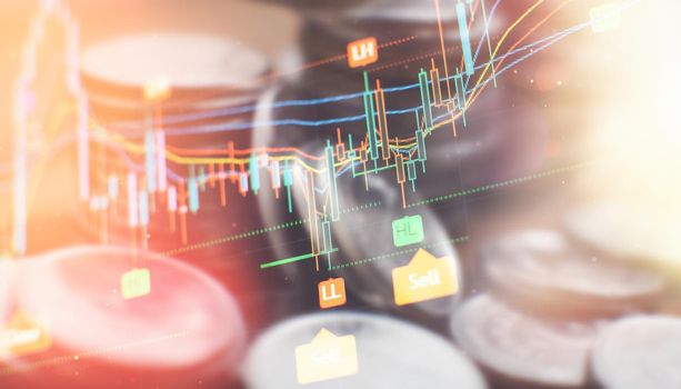 Forex trading market candlestick chart, Cryptocurrency Digital economy. investing growing. economy trends