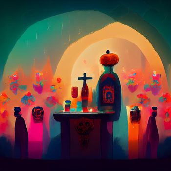 beautiful illustration of the Day of the Dead, Mexican tradition. colorful wallpaper of the day of the dead. catrin catrina.