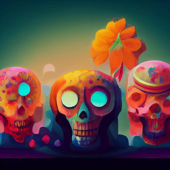 beautiful illustration of the Day of the Dead, Mexican tradition. colorful wallpaper of the day of the dead. catrin catrina.