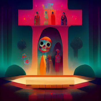 beautiful illustration of the Day of the Dead, Mexican tradition. colorful wallpaper of the day of the dead. catrin catrina.