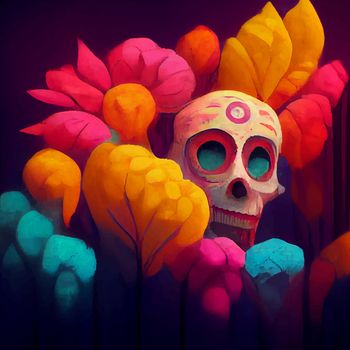 beautiful illustration of the Day of the Dead, Mexican tradition. colorful wallpaper of the day of the dead. catrin catrina.