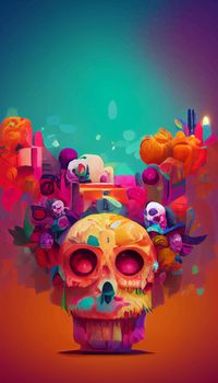 beautiful illustration of the Day of the Dead, Mexican tradition. colorful wallpaper of the day of the dead. catrin catrina.